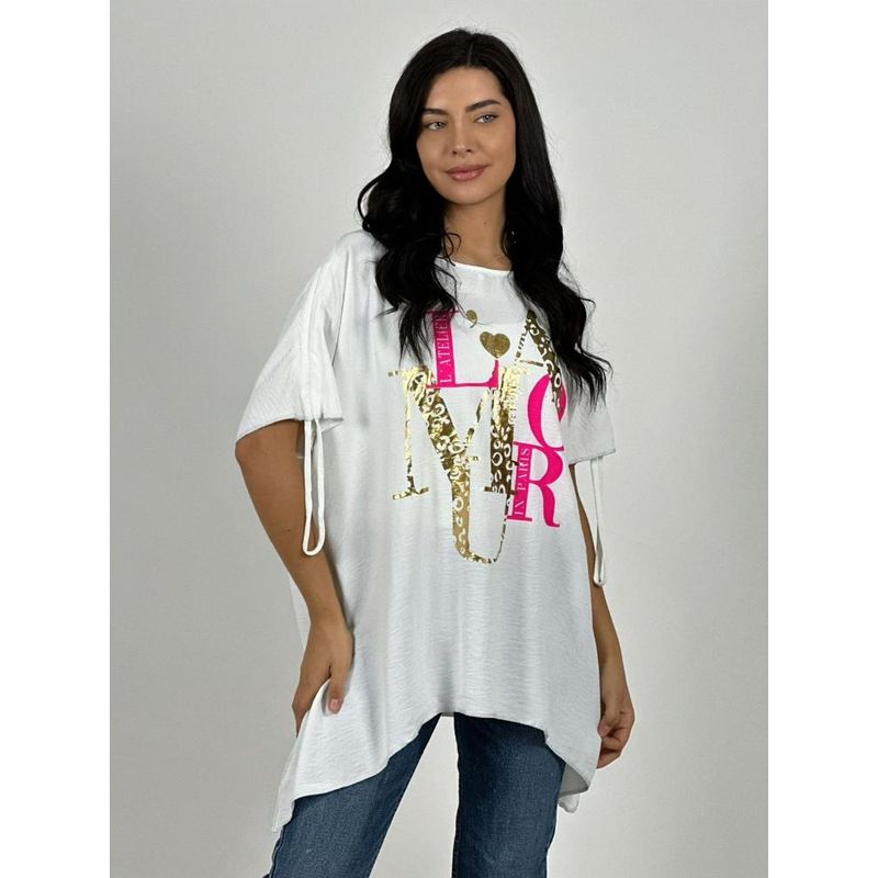 ENIGMATICA BOUTIQUE - Polera Casual Crepé Diseño Print Amour