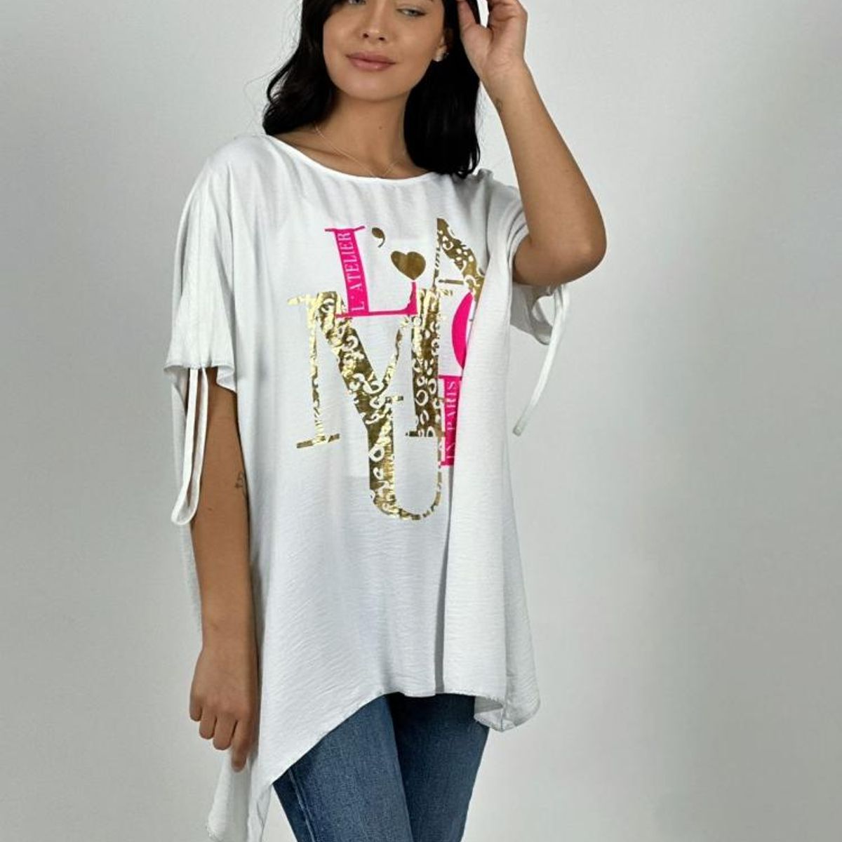 ENIGMATICA BOUTIQUE - Polera Casual Crepé Diseño Print Amour