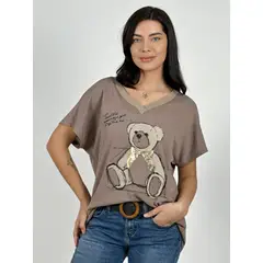 ENIGMATICA BOUTIQUE - Polera Estampado Osito con Brillo