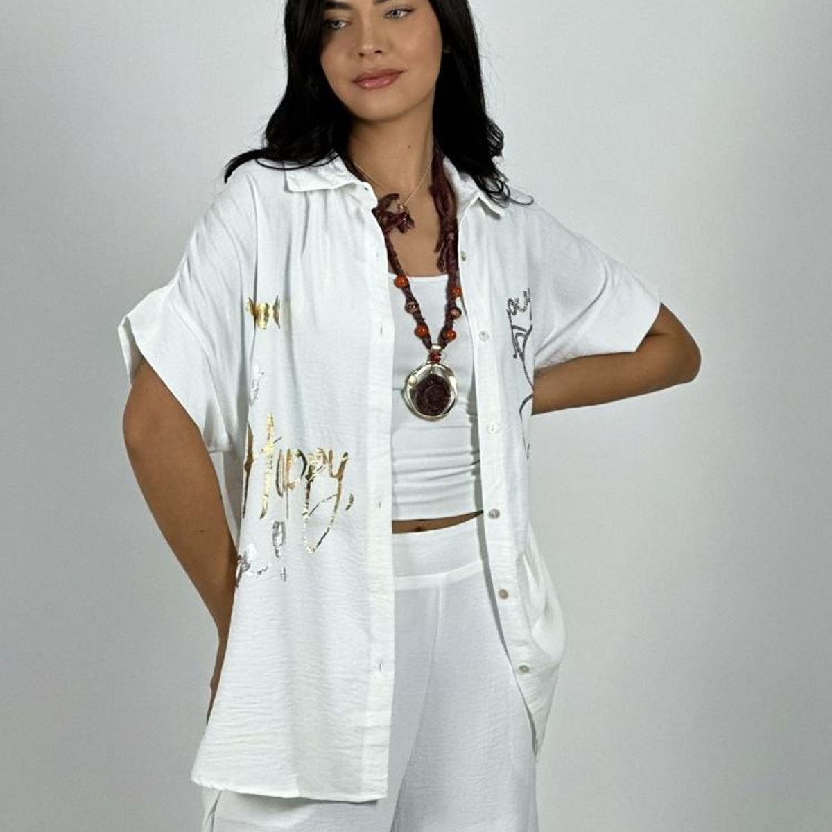 ENIGMATICA BOUTIQUE - Blusa Crepé Happy Merry Oso Brillante