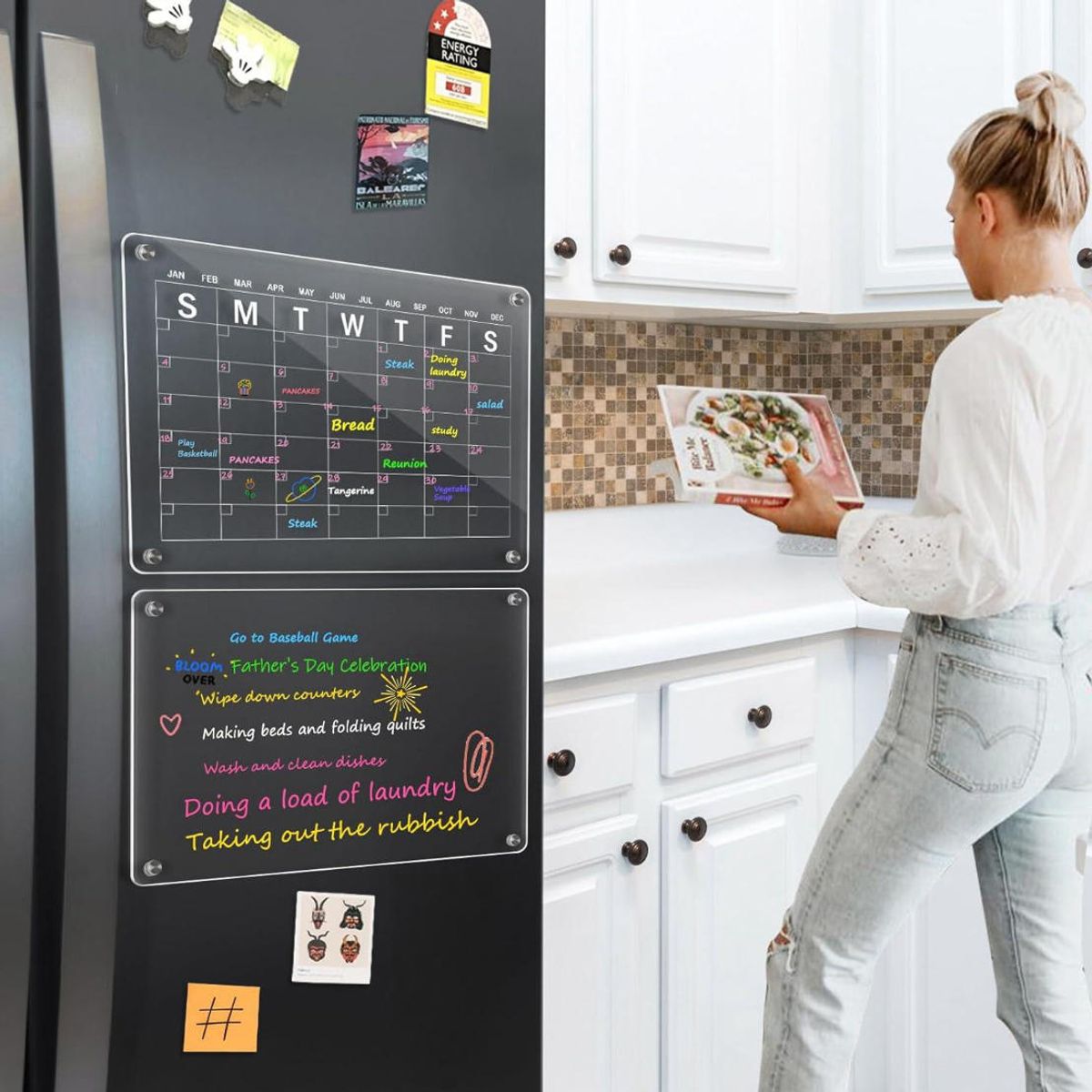 ATURE - Pizarra De Planificación Transparente Calendario+6 Bolígrafo