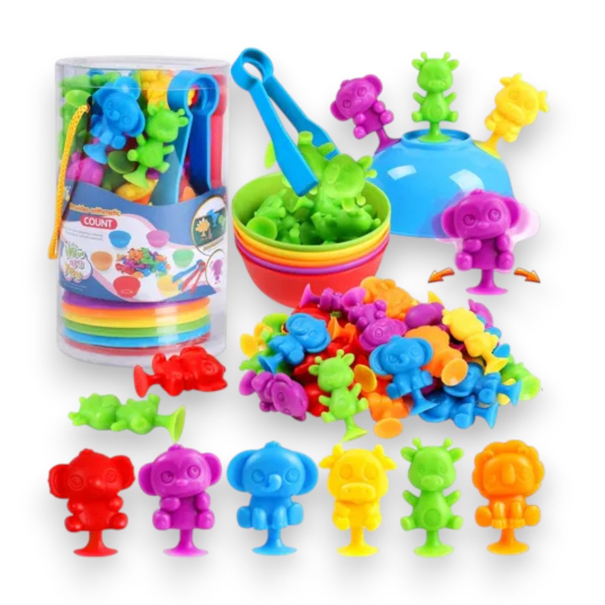 GENERICO - JUEGO DE CLASIFICACION DE ANIMALES CON VENTOSA MONTESSORI CONTEO