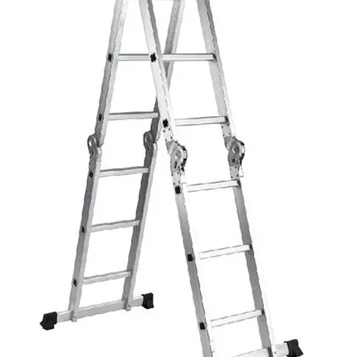 GENERICO - Escalera multifuncional 12 peldaños 4x3 color metal