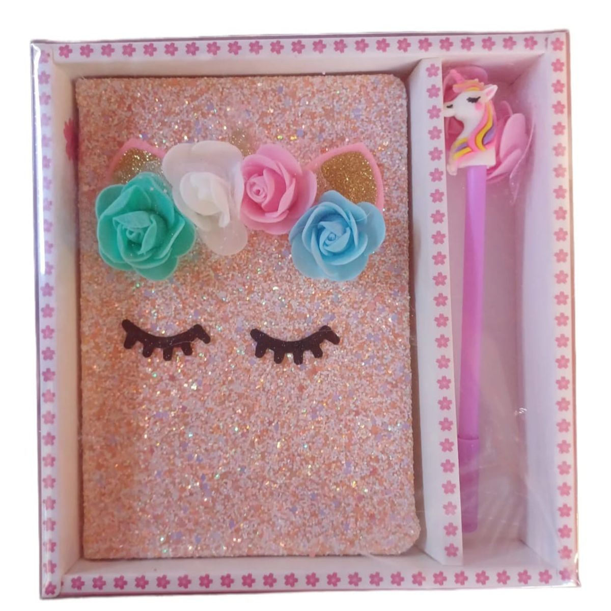 GENERICO - Set Libreta  + Lapiz Unicornio Rosa  Papeleria Kawaii