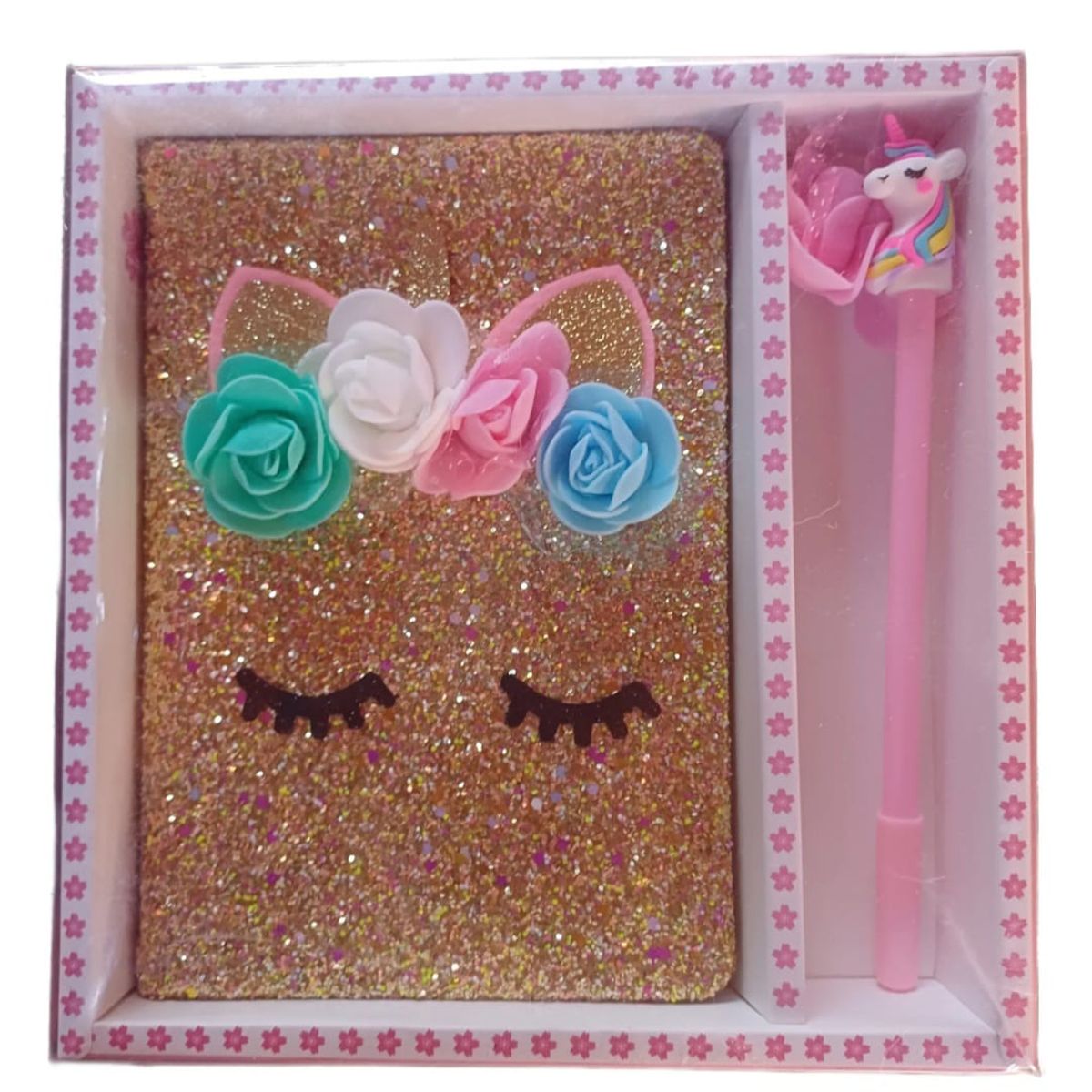 GENERICO - Set Libreta  + Lapiz Unicornio Beige Papeleria Kawaii