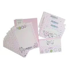 GENERICO - Set Esquela + Sobres Cuadros Rosa Papeleria Kawaii