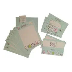 GENERICO - Set Esquela + Sobres Cuadros Verde Menta Papeleria Kawaii