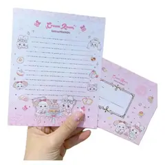 GENERICO - Set Esquela + Sobres Cuadros Rosa Papeleria Kawaii