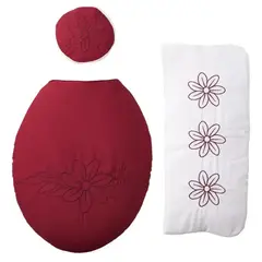 VELUTTI - Set de Fundas de Baño Bordado Burdeo 3 Piezas