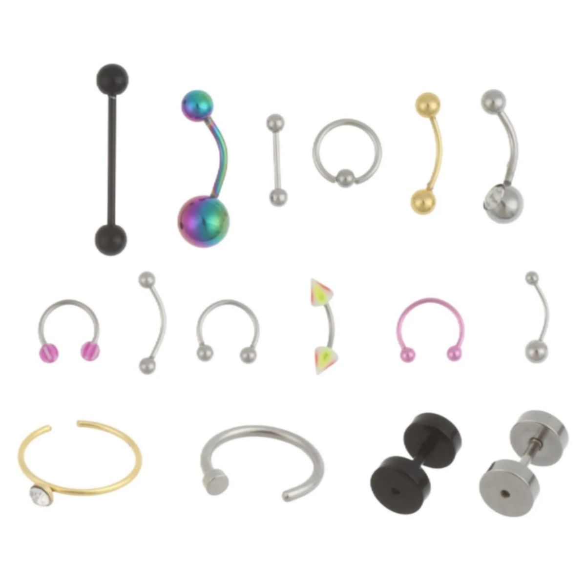 GENERICO - Kit de Piercings y Expansores Multipropósito 16 Piezas