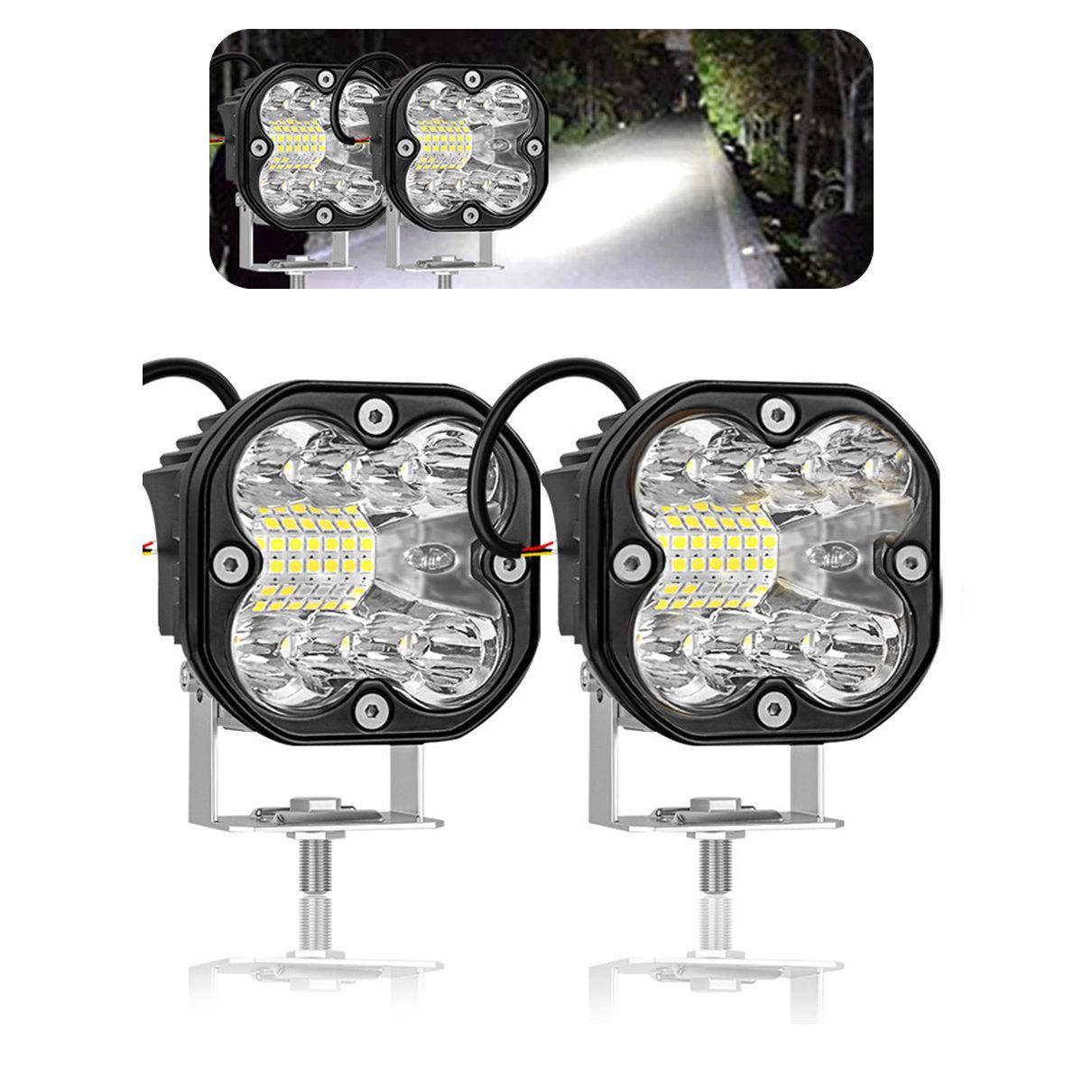 KINDA NICE - 2u Luz Led De Trabajo Para Automóvil De Alto Brillo 66w