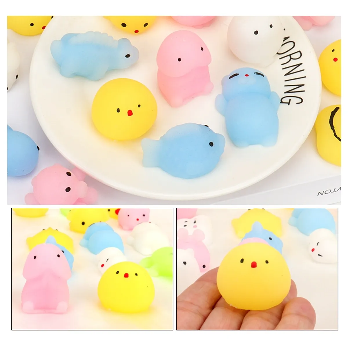 KINDA NICE - 100 Pcs Mini Mochi Squishy Squeeze Toy Fidget Toy Juguete