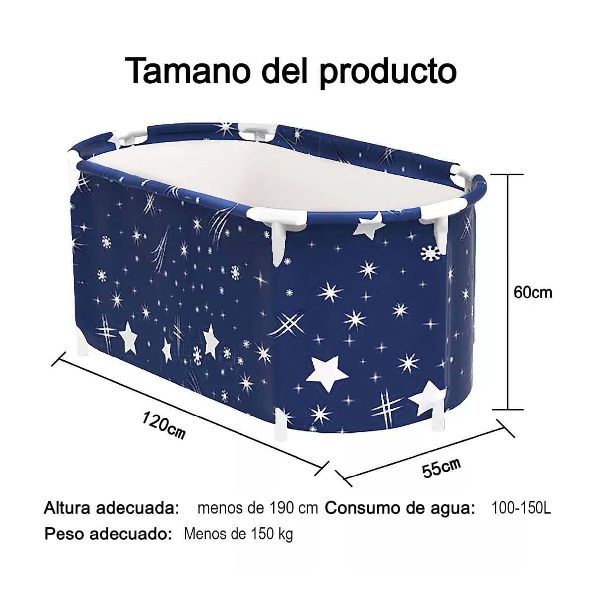 KINDA NICE - Bañera Plegable Portátil Adultos Y Niños Balde Spa 120×60cm