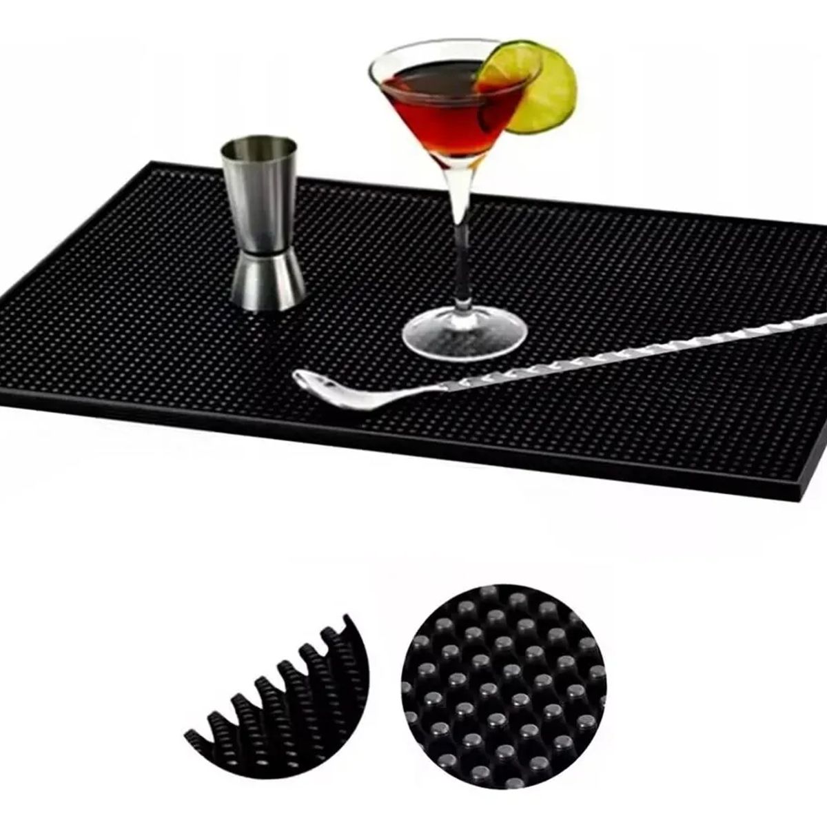 KINDA NICE - Goma Bar Barra Negra 45 X 30 Cm Escurridor Vaso Copas