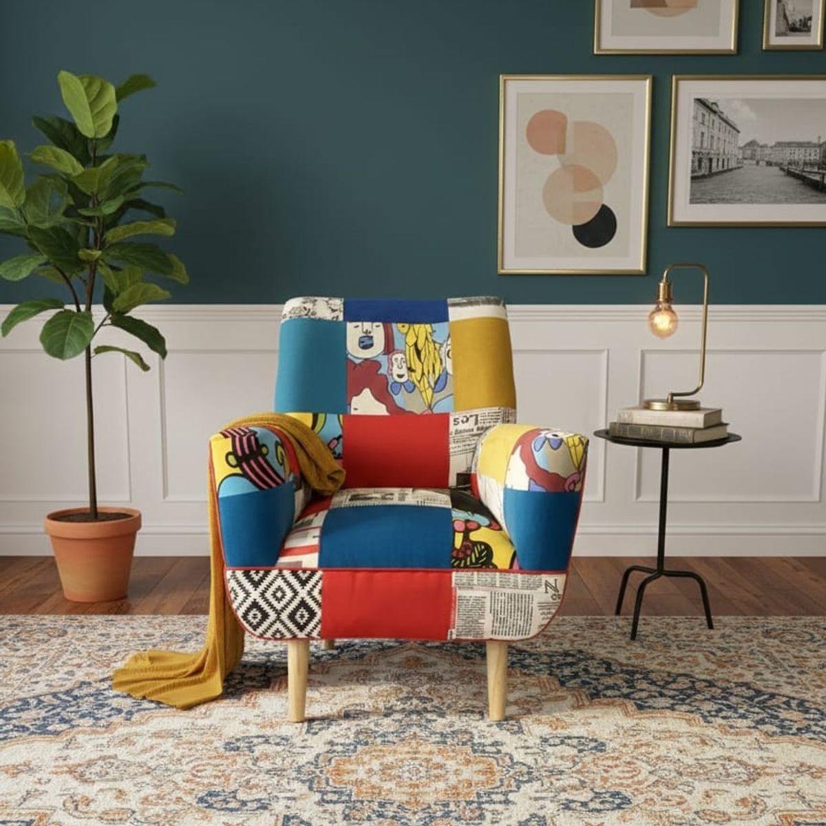 GENERICO - Poltrona individual  Sonica Patchwork de 75 x 75 x 95 cm