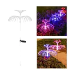 GENERICO - Pack 2 Luces Solares Estaca Jardín Flor DOBLE Medusa Colores Transp