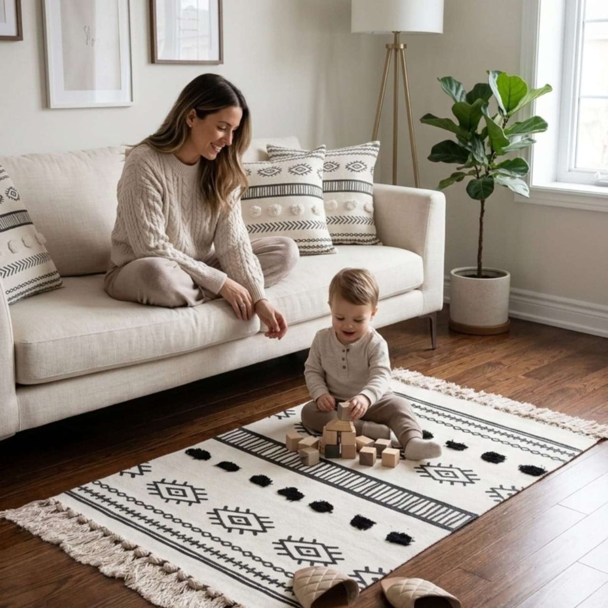 GENERICO - Alfombra Decorativa 60x90 cm Estampada con Relieve Tufting