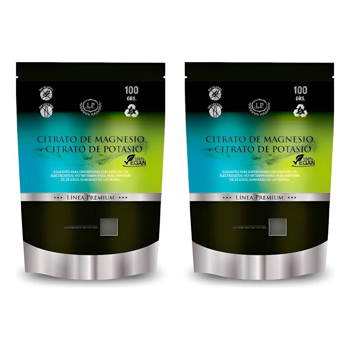 ZEO SPORT - Pack Citrato Magnesio + Citrato Potasio Polvo Zeo Doypack 2x100 Gr