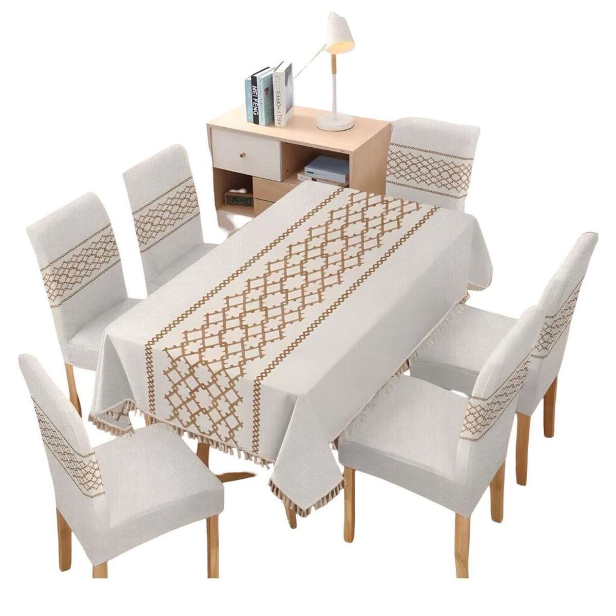 GENERICO - Juego Mantel De Comedor más 6 fundas de silla 07