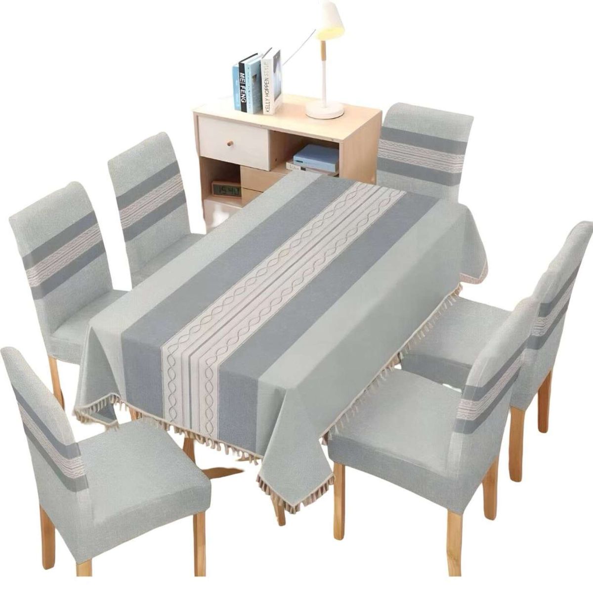 GENERICO - Juego Mantel De Comedor más 6 fundas de silla 09