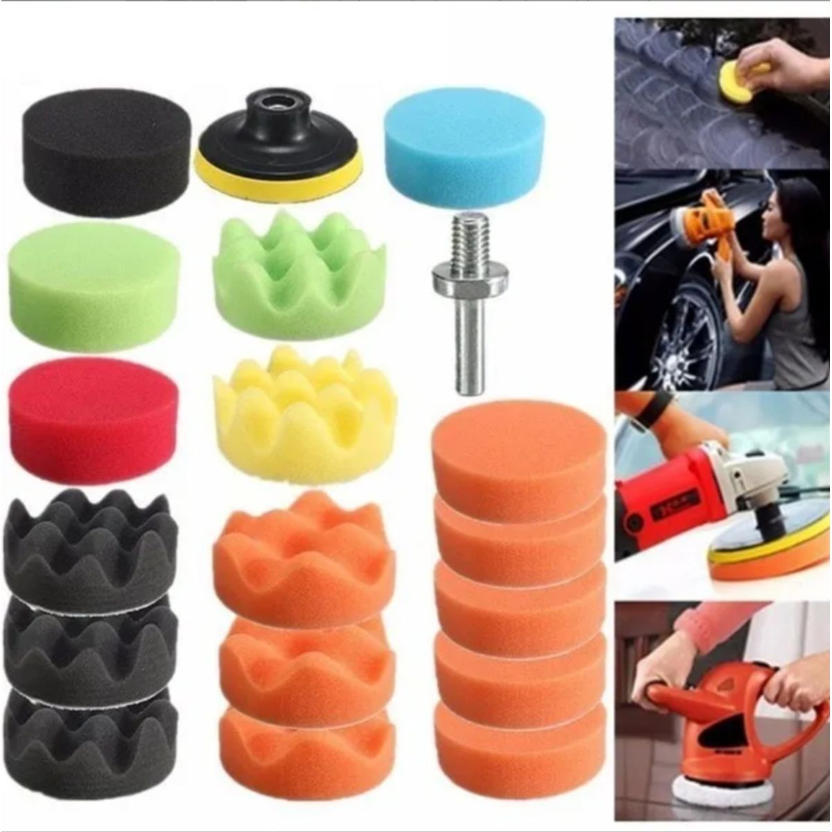 GENERICO - Pulidores 19 Piezas Esponja Premium Auto Vehiculos Moto