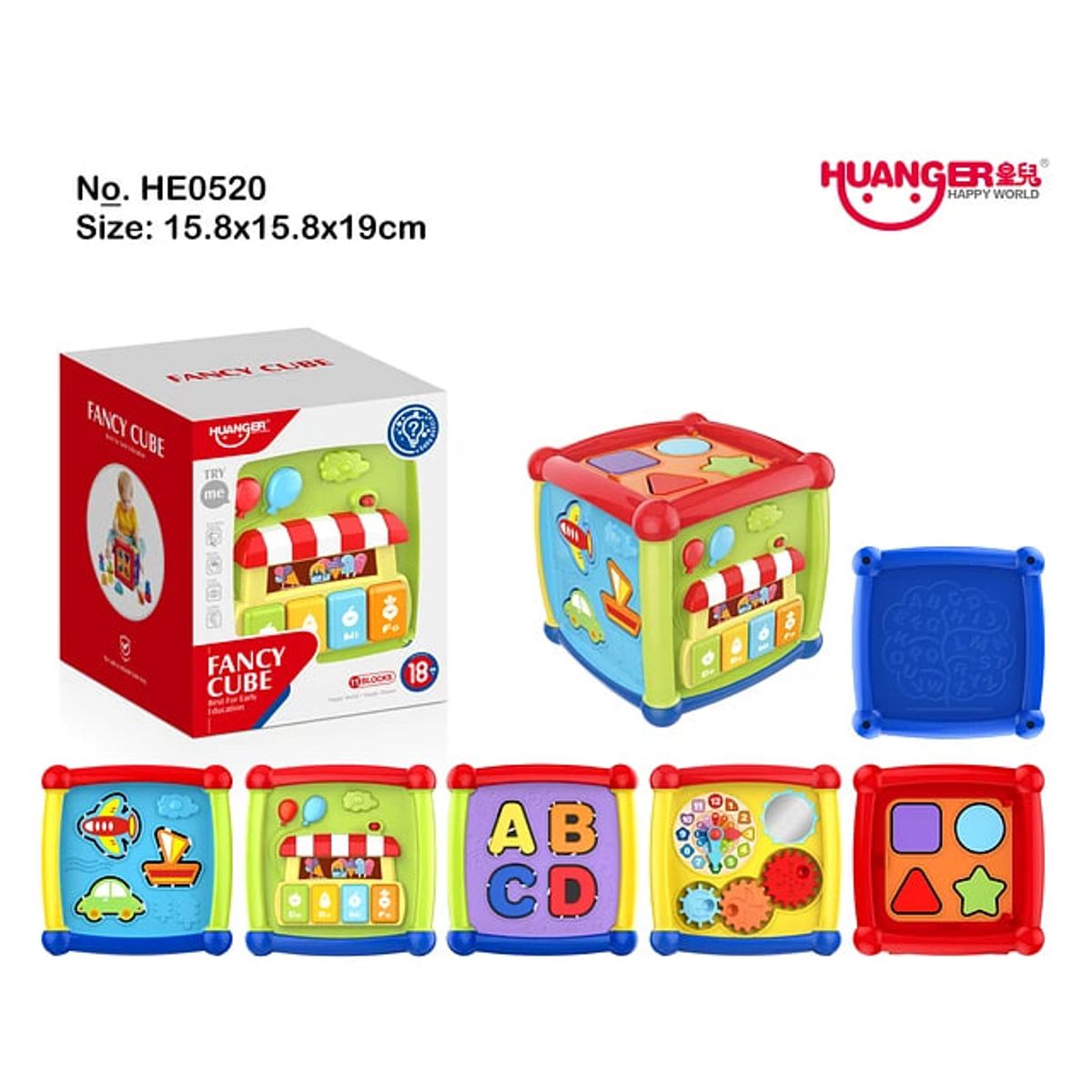 HUANGER - Juguete Cubo Estimulación Con Sonidos Y Luz