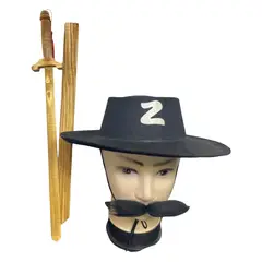 EKOL TACTICA MILITAR - Set Zorro (Sombrero+Mostacho+Espada Madera) Halloween 2025