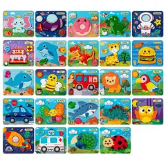 GENERICO - Pack x2 Puzzle Rompecabezas de madera animales