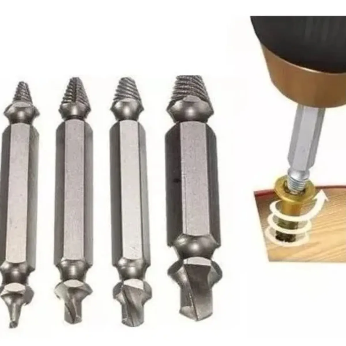 4 Extractor Remover Tornillos Pernos Rotos Rodados, marca GENERICO - Foto Principal