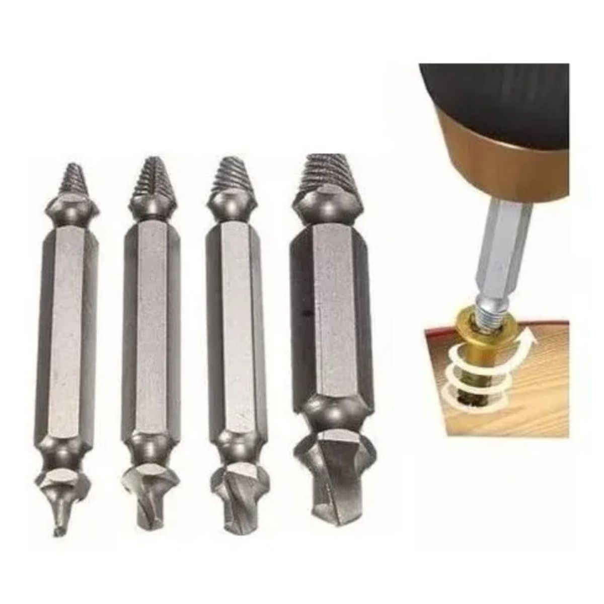 4 Extractor Remover Tornillos Pernos Rotos Rodados, marca GENERICO - Foto Principal