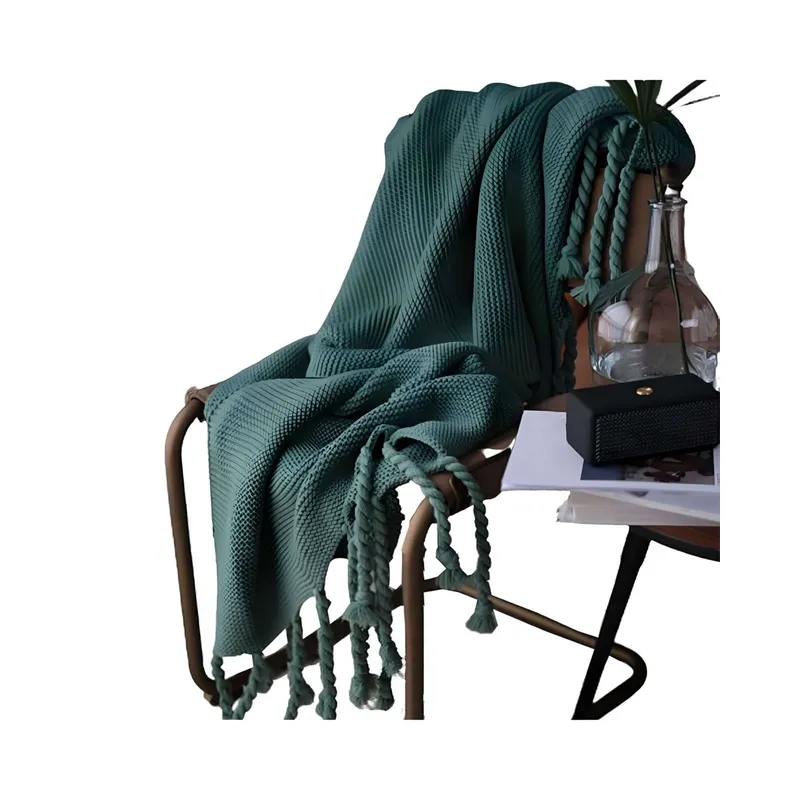 GENERICO - MANTA CHENILLE CON FLECOS DE SOGA DECORATIVA PARA CAMA O SOFA