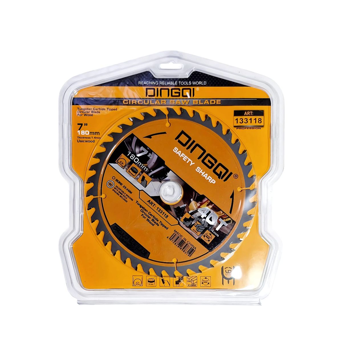 GENERICO - Disco para sierra circular 7" (180mm) 40 dientes marca dingqi