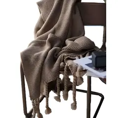 GENERICO - MANTA CHENILLE CON FLECOS DE SOGA DECORATIVA PARA CAMA O SOFA