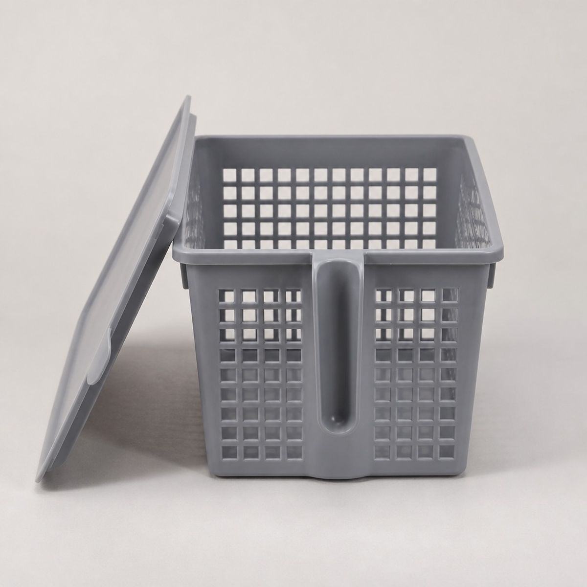HOMESTAR - Cesta Organizadora Rectangular con Tapa - Gris
