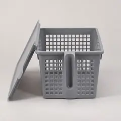 HOMESTAR - Cesta Organizadora Rectangular con Tapa - Gris