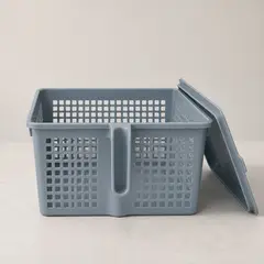 HOMESTAR - Cesta Organizadora Rectangular con Tapa - Azul