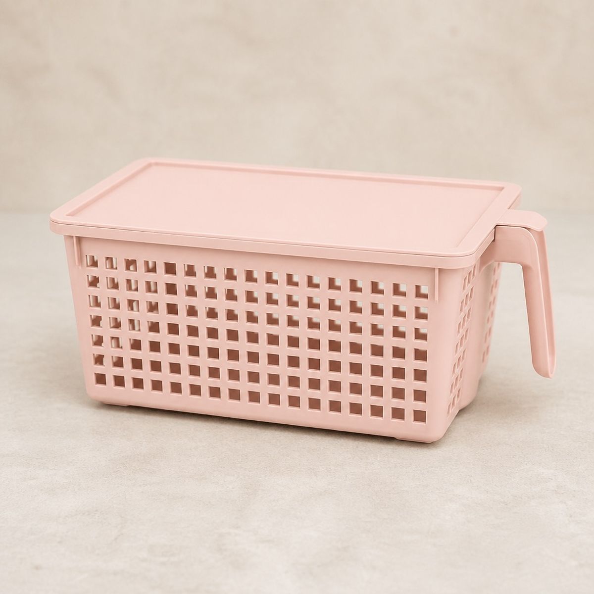 HOMESTAR - Cesta Organizadora Rectangular con Tapa y Asa - Rosa