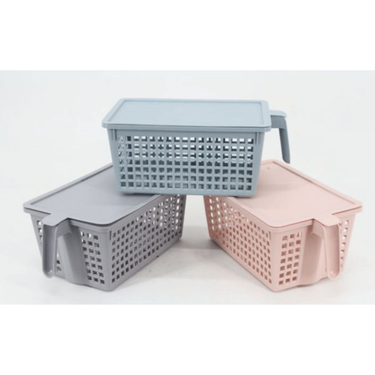 HOMESTAR - Cesta Organizadora Rectangular con Tapa y Asa - Azul