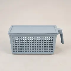 HOMESTAR - Cesta Organizadora Rectangular con Tapa y Asa - Azul