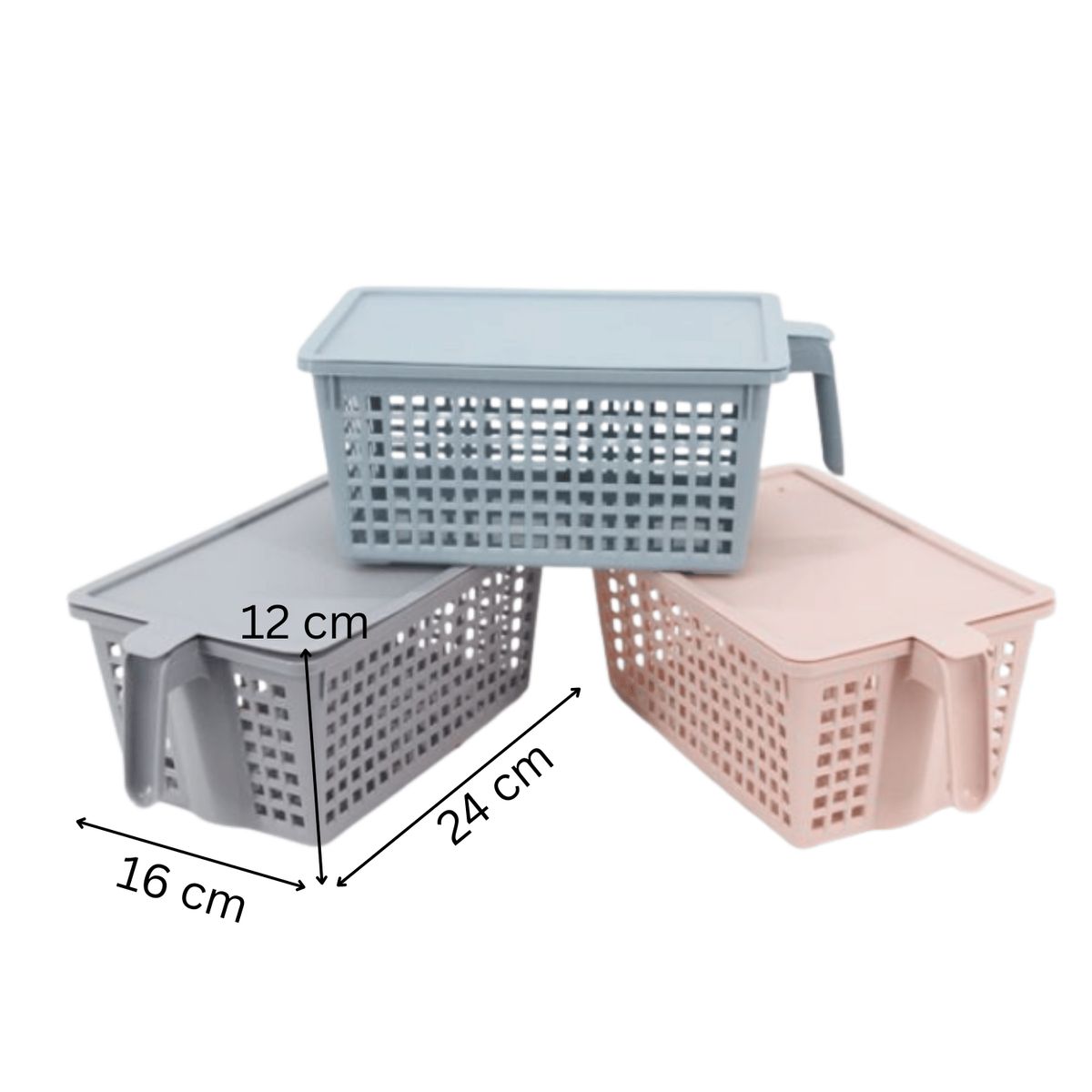 HOMESTAR - Cesta Organizadora Rectangular con Tapa y Asa - Azul