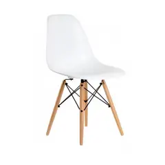 ACTUAL - Silla Eames Blanca con Patas de Madera Estilo Nórdico Moderno