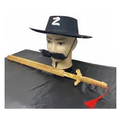 EKOL TACTICA MILITAR - Set Zorro (Sombrero+Mostacho+Espada Madera) Halloween 2025