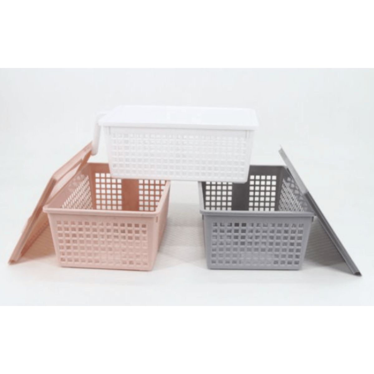 HOMESTAR - Cesta Organizadora Rectangular con Tapa - Rosa