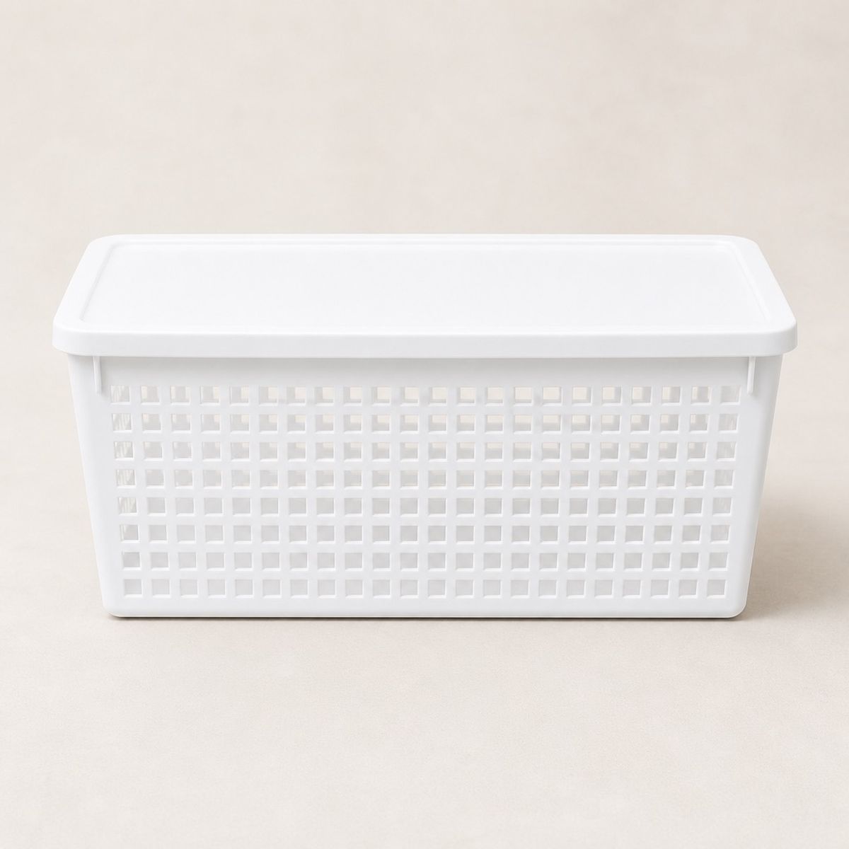 HOMESTAR - Cesta Organizadora Rectangular con Tapa - Blanco