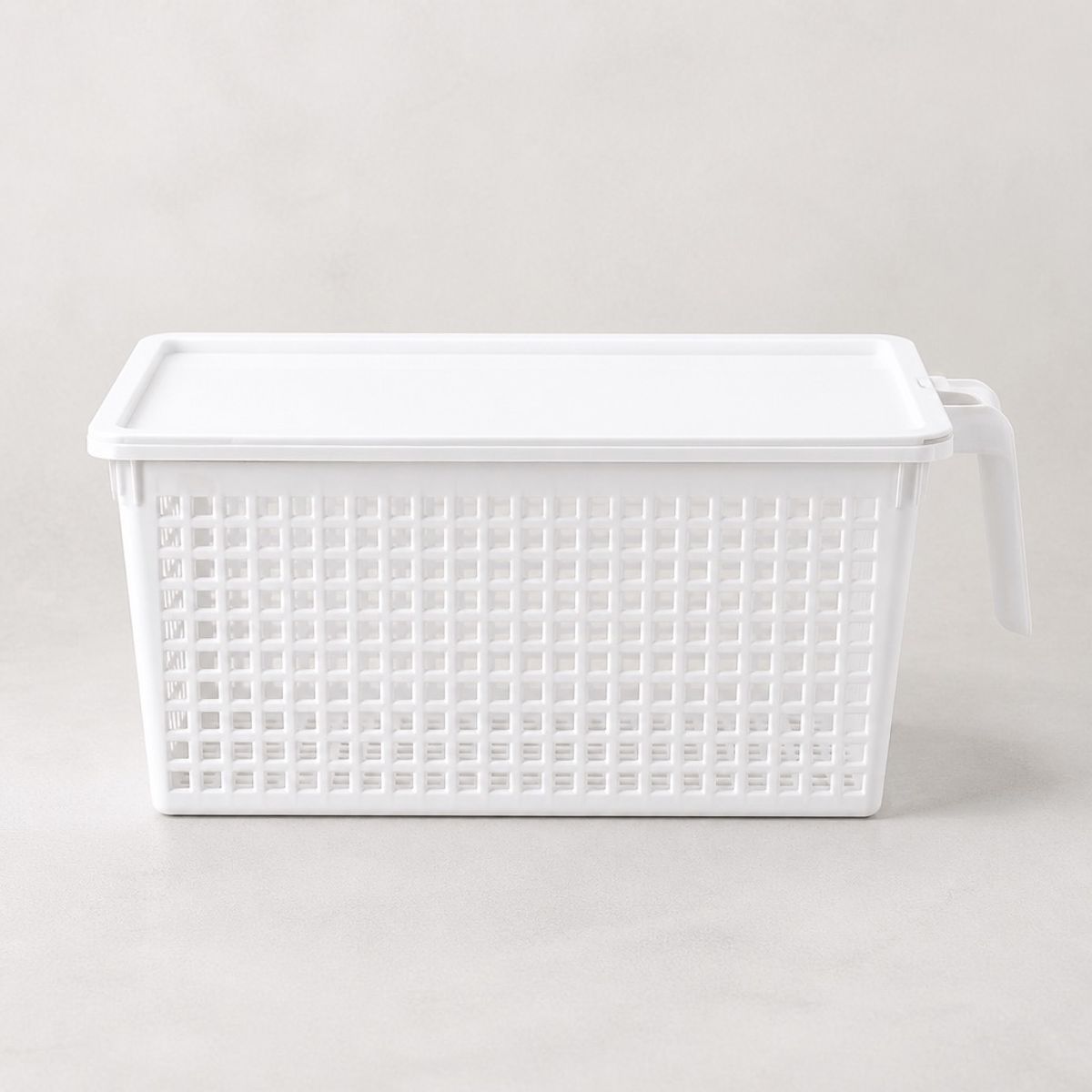 HOMESTAR - Cesta Organizadora Profunda con Tapa Deslizante - Blanco
