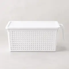 HOMESTAR - Cesta Organizadora Profunda con Tapa Deslizante - Blanco