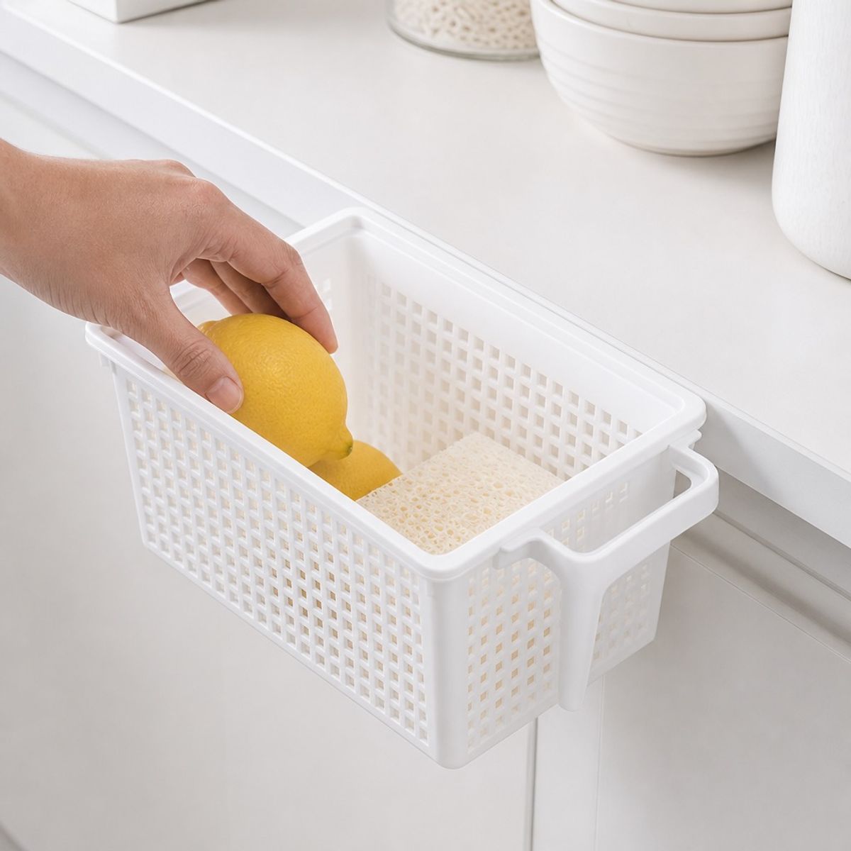 HOMESTAR - Cesta Organizadora Profunda con Tapa Deslizante - Blanco