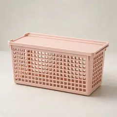 HOMESTAR - Cesta Organizadora Profunda con Tapa Deslizante - Rosa