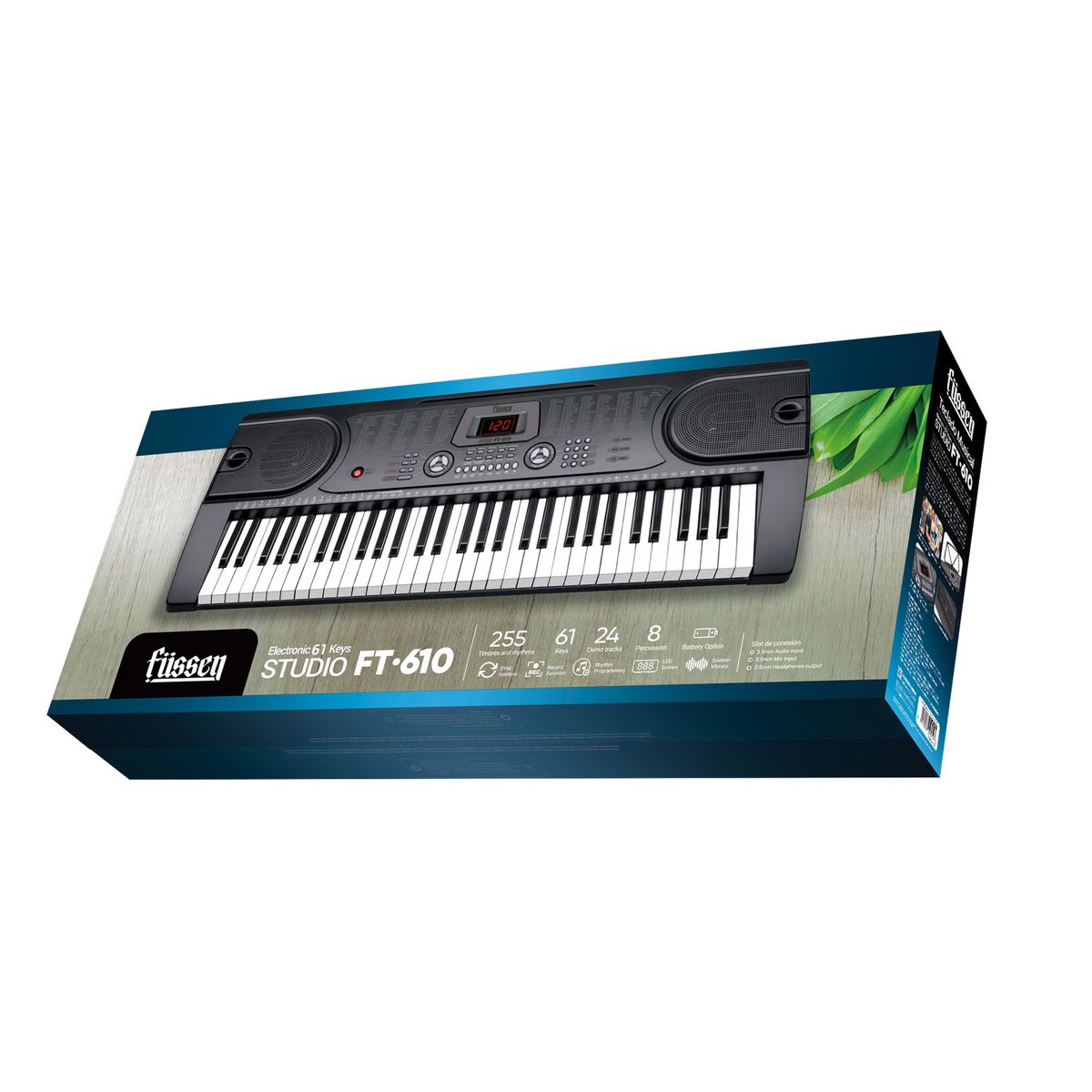 FUSSEN - Teclado Musical Electronico FT-610 61 Teclas 255 Ritmos