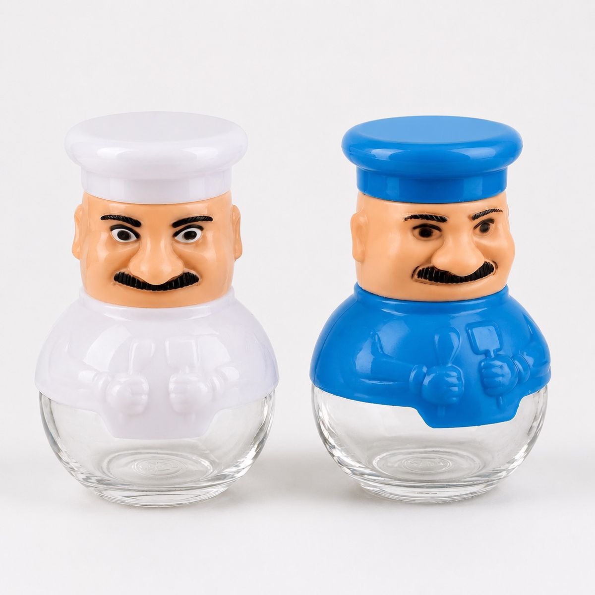 HOMESTAR - Set de salero y pimentero con forma de chef - 2 piezas